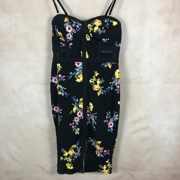 Material Girl Black Floral Bodycon Midi Dress NWT XL - Picture 4 of 8